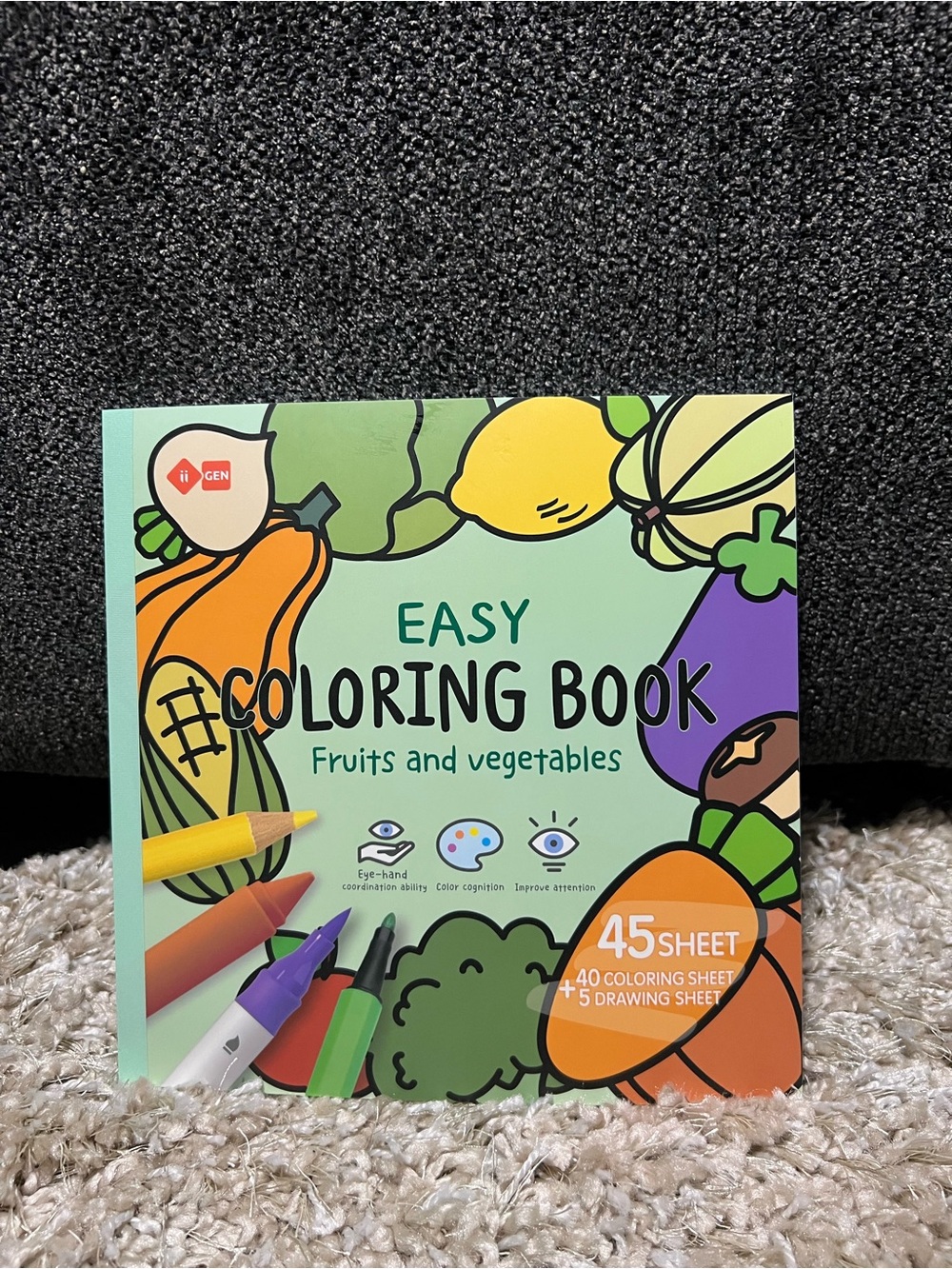 Easy Coloring Book - Fruits and Vegetables (Green)